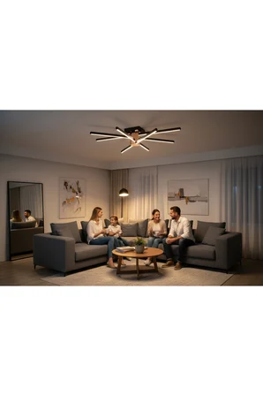 Nova 8 Bronz LED Tavan Avize – Kumandalı Dim Edilebilir – Aşağı Işık - 3000K