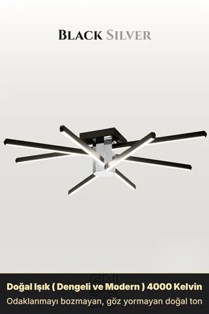 Nova 8 Silver LED Tavan Avize – Kumandalı Dim Edilebilir – Aşağı Işık - 6500K
