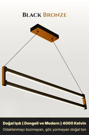 orion bronz lineer led sarkıt avize – kumandalı dim edilebilir – aşağı işık - 4000k