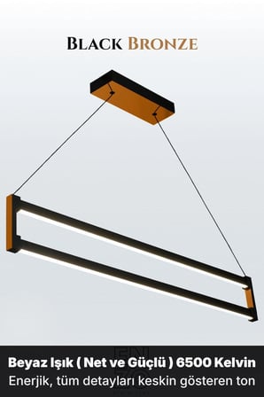 orion bronz lineer led sarkıt avize – kumandalı dim edilebilir – aşağı işık - 6500k