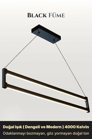orion füme lineer led sarkıt avize – kumandalı dim edilebilir – aşağı işık - 4000k