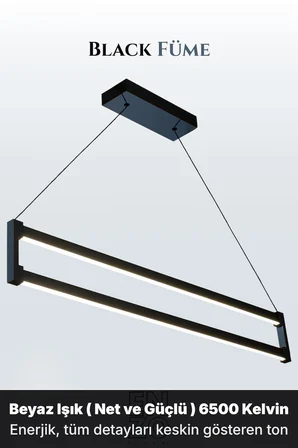 orion füme lineer led sarkıt avize – kumandalı dim edilebilir – aşağı işık - 6500k