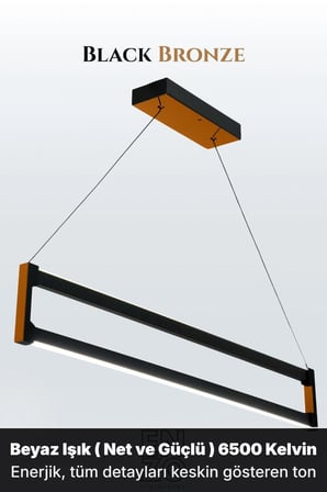 Orion Bronz Lineer LED Sarkıt Avize – Kumandalı Dim Edilebilir – Yukarı & Aşağı Işık - 6500K