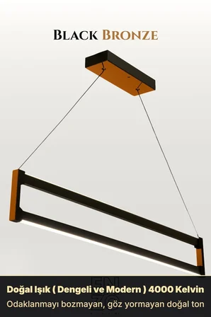 Orion Bronz Lineer LED Sarkıt Avize – Kumandalı Dim Edilebilir – Yukarı & Aşağı Işık - 6500K