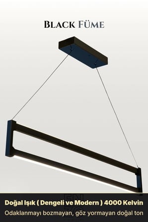 Orion Füme Lineer LED Sarkıt Avize – Kumandalı Dim Edilebilir – Yukarı & Aşağı Işık - 4000K