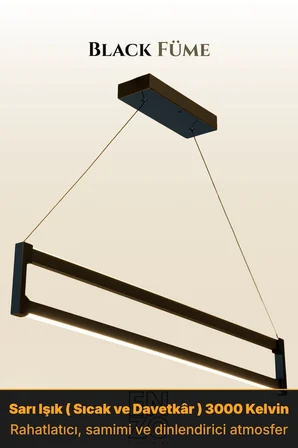 Orion Füme Lineer LED Sarkıt Avize – Kumandalı Dim Edilebilir – Yukarı & Aşağı Işık - 4000K