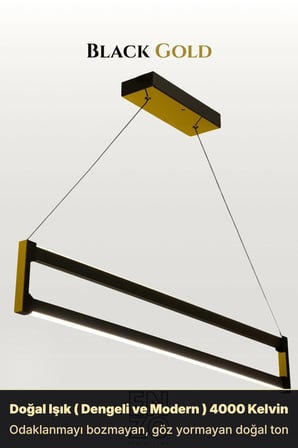 Orion Gold Lineer LED Sarkıt Avize – Kumandalı Dim Edilebilir – Yukarı & Aşağı Işık - 4000K