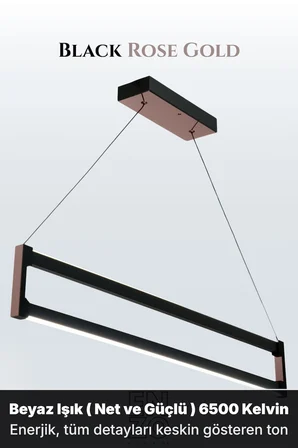 Orion Rose Gold Lineer LED Sarkıt Avize – Kumandalı Dim Edilebilir – Yukarı & Aşağı Işık - 3000K