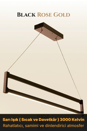 Orion Rose Gold Lineer LED Sarkıt Avize – Kumandalı Dim Edilebilir – Yukarı & Aşağı Işık - 3000K