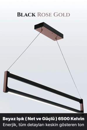 Orion Rose Gold Lineer LED Sarkıt Avize – Kumandalı Dim Edilebilir – Yukarı & Aşağı Işık - 6500K