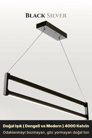 Orion Silver Lineer LED Sarkıt Avize – Kumandalı Dim Edilebilir – Yukarı & Aşağı Işık - 4000K