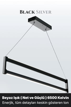 Orion Silver Lineer LED Sarkıt Avize – Kumandalı Dim Edilebilir – Yukarı & Aşağı Işık - 6500K