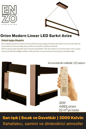 orion rose gold lineer led sarkıt avize – kumandalı dim edilebilir – aşağı işık - 3000k