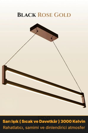 orion rose gold lineer led sarkıt avize – kumandalı dim edilebilir – aşağı işık - 3000k