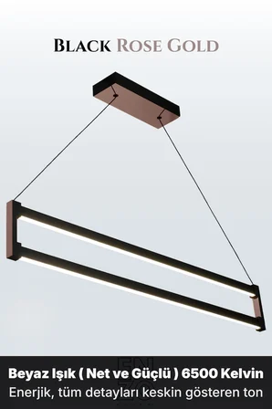 orion rose gold lineer led sarkıt avize – kumandalı dim edilebilir – aşağı işık - 6500k