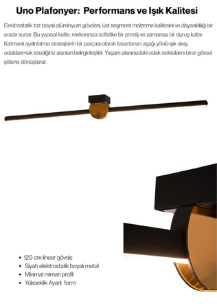 UnoP Gold LED Tavan Avize – Kumandalı Dim Edilebilir – Aşağı Işık - 3000K