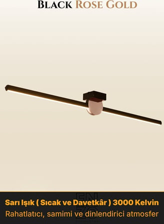 UnoP Rose Gold LED Tavan Avize – Kumandalı Dim Edilebilir – Aşağı Işık - 3000K