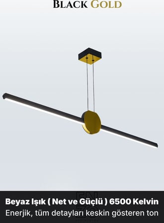 UnoS Gold Lineer LED Sarkıt Avize – Kumandalı Dim Edilebilir – Aşağı Işık - 6500K