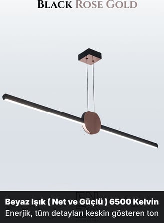 UnoS Rose Gold Lineer LED Sarkıt Avize – Kumandalı Dim Edilebilir – Aşağı Işık - 6500K