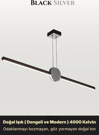 UnoS Silver Lineer LED Sarkıt Avize – Kumandalı Dim Edilebilir – Aşağı Işık - 4000K