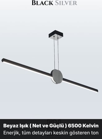 UnoS Silver Lineer LED Sarkıt Avize – Kumandalı Dim Edilebilir – Aşağı Işık - 6500K