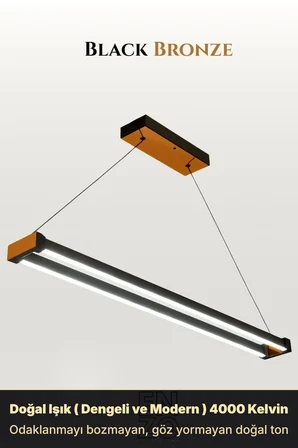 vega bronz lineer led sarkıt avize – kumandalı dim edilebilir – aşağı işık - 6500k