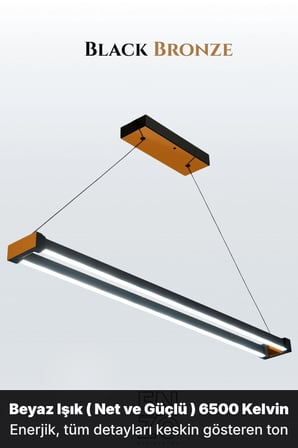 vega bronz lineer led sarkıt avize – kumandalı dim edilebilir – aşağı işık - 6500k