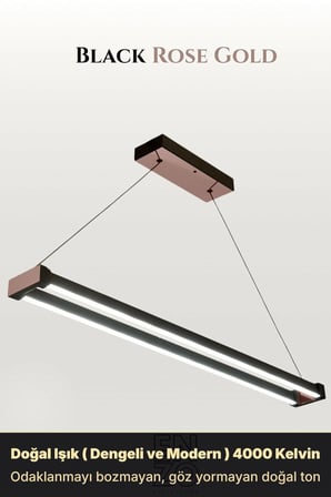 vega rose gold lineer led sarkıt avize – kumandalı dim edilebilir – aşağı işık - 4000k