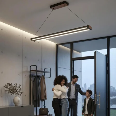 vega rose gold lineer led sarkıt avize – kumandalı dim edilebilir – aşağı işık - 6500k