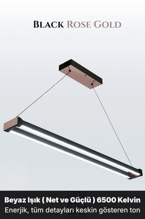 vega rose gold lineer led sarkıt avize – kumandalı dim edilebilir – aşağı işık - 6500k