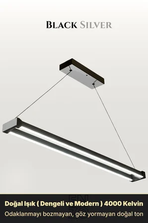 vega silver lineer led sarkıt avize – kumandalı dim edilebilir – aşağı işık - 4000k