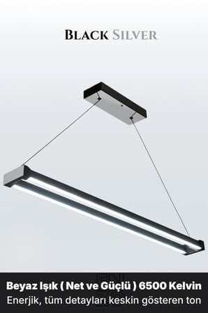 vega silver lineer led sarkıt avize – kumandalı dim edilebilir – aşağı işık - 6500k