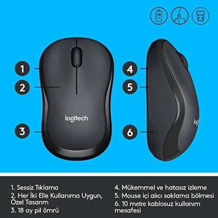 Logitech M220 Sessiz Kompakt Kablosuz Mouse