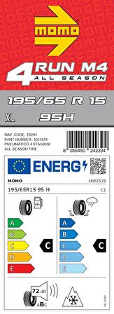 Momo 195/65 R15 95H XL M4 Four Season Oto Dört Mevsim Lastiği ( Üretim Yılı: 2023 )
