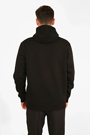 |Kapüşonlu Sweatshirt| Fleto Cep Detaylı Reflektör Baskılı Şardonlu