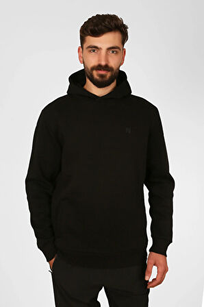 |Kapüşonlu Sweatshirt| Fleto Cep Detaylı Reflektör Baskılı Şardonlu