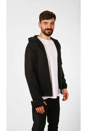 Şardonlu Dalgıç Fermuarlı Dik Yaka Kapüşonlu Sweatshirt/ceket