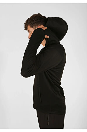 Şardonlu Dalgıç Fermuarlı Dik Yaka Kapüşonlu Sweatshirt/ceket