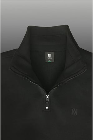 1/4 Fermuarlı Dik Yaka Sweatshirt |Şardonlu 3 İplik | Yaka Üzeri Şerit Detaylı
