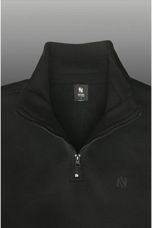 1/4 Fermuarlı Dik Yaka Sweatshirt |Şardonlu 3 İplik | Yaka Üzeri Şerit Detaylı