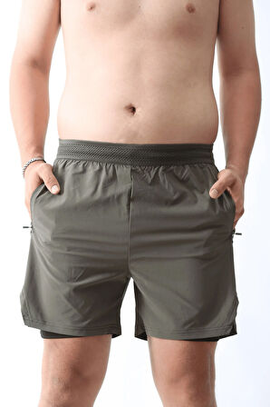 | 2 Li Paket | Unisex Gym Ve Fitness Astarlı Taytlı Şort | Gizli Cep Detaylı