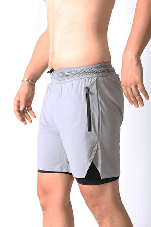 | 2 Li Paket Gym Ve Fitness Astarlı Taytlı Şort | Gizli Cep Detaylı