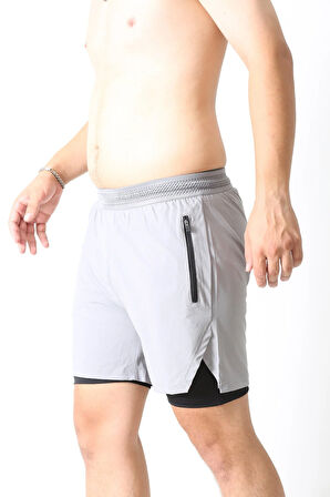 3 Lü Paket Unisex Gym Ve Fitness Astarlı Taytlı Şort Gizli Cep Detaylı