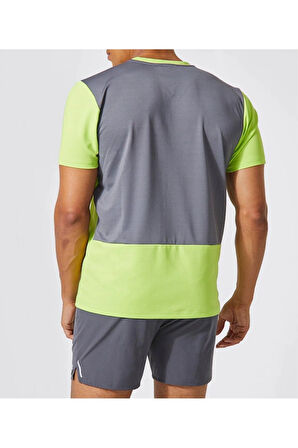 Neon Yeşil Performans T-shirt Sırt Mesh Panel Detaylı