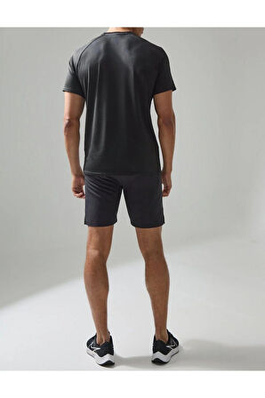 Siyah Reglan Kısa Kol Spor Tişört
