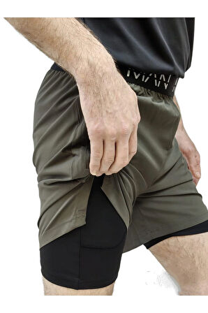 Spor ve Fitness Astarlı Taytlı Gizli Cep Detaylı Şort