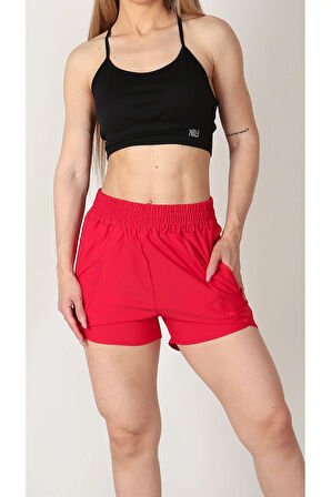 Kadın Spor Şortu Rahat Kalıp Çok Amaçlı Fitness Koşu Şortu,Nefes Alan Esnek Şort