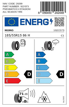 Momo 185/55 R15 86H XL M4 Four Season Oto Dört Mevsim Lastiği ( Üretim Yılı: 2025 ) * Ön Sipariş Ürünüdür *
