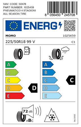 Momo 225/50 R18 99V XL M4 Four Season Oto Dört Mevsim Lastiği ( Üretim Yılı: 2025 ) * Ön Sipariş Ürünüdür *