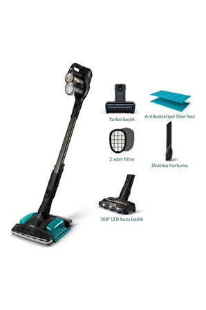 Aqua Seri Islak/Kuru 360° Çekim Gücü, 80Dk Çalışma, Led Başlıklı Ultra Premium Dikey Şarjlı Süpürge